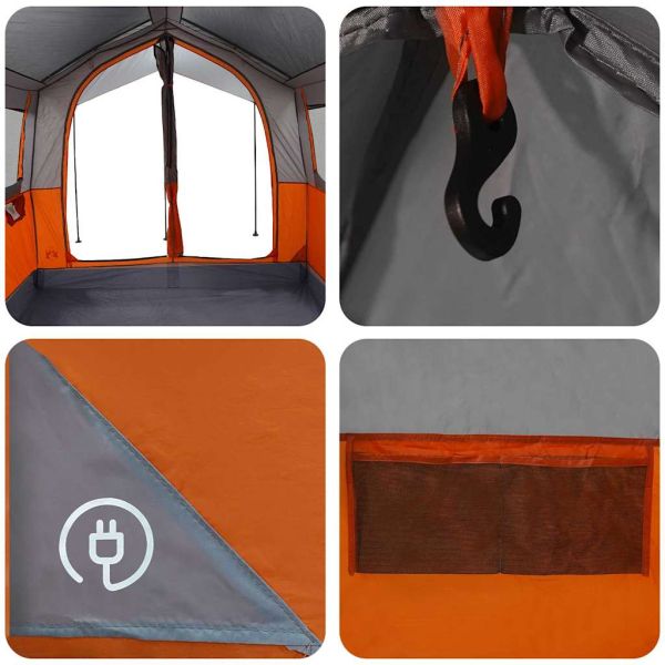 Семейна палатка с покрив Сив и оранжев 324 x 255 x 230 см