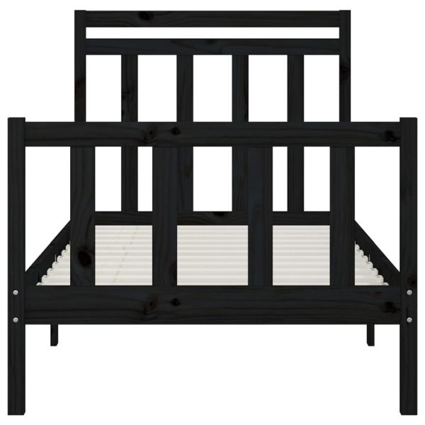 Рамка за легло, черна, бор масив, 100х200 см