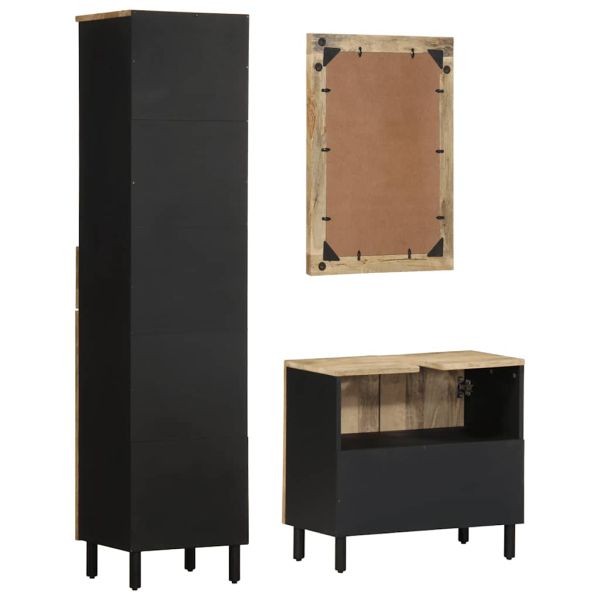 Комплект мебели за баня, 3 части, масивна мангова дървесина