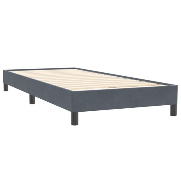 Box Spring Легло без матрак Тъмно сиво 90x220 cm Кадифе