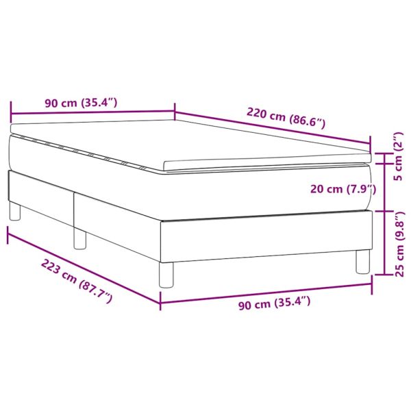 Box Spring легло с матрак Тъмнозелено 90x220 cm Кадифе