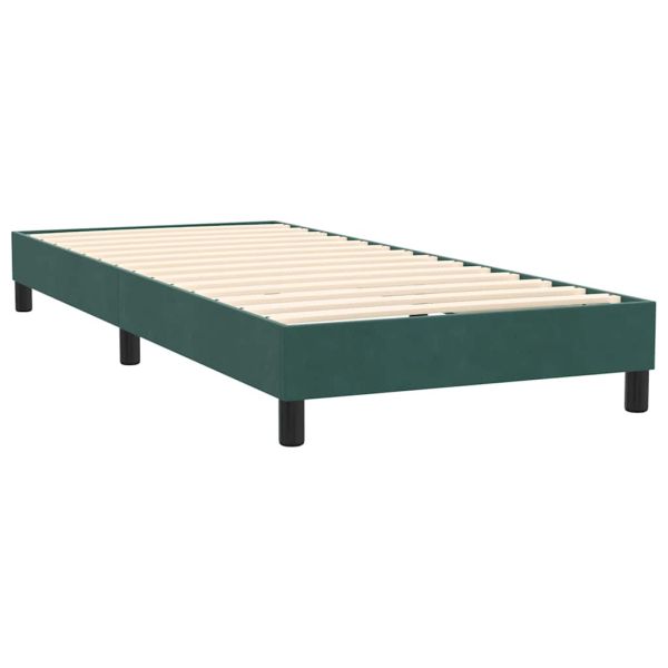 Box Spring легло с матрак Тъмнозелено 90x220 cm Кадифе