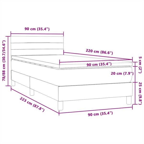 Box Spring легло с матрак Тъмнозелено 90x220 cm Кадифе