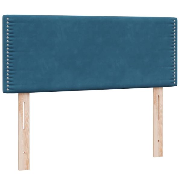 Боксспринг легло с матрак и LED, тъмносиньо, 120x210 см, кадифе