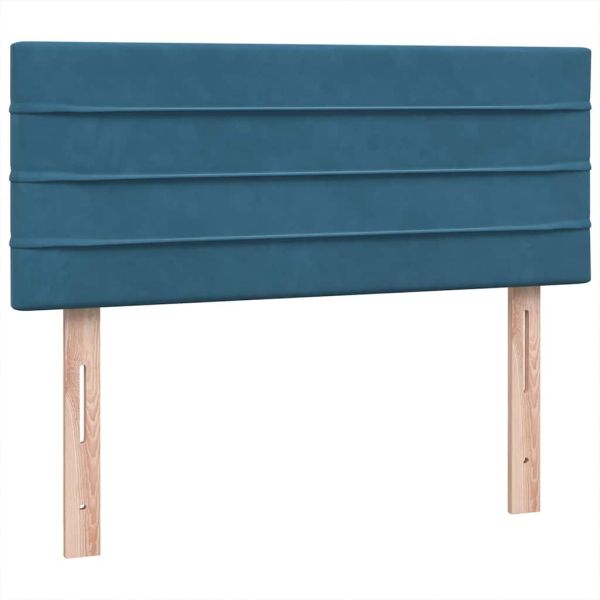 Боксспринг легло с матрак и LED, тъмносиньо, 120x210 см, кадифе