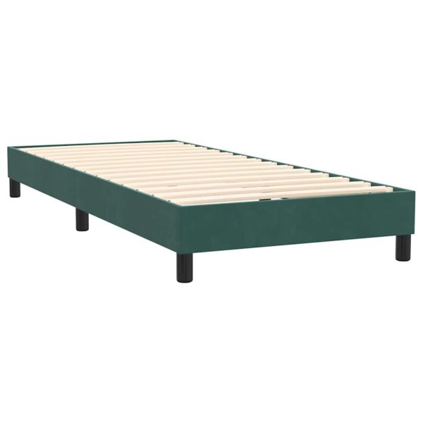 Box Spring легло с матрак Тъмнозелено 90x220 cm Кадифе