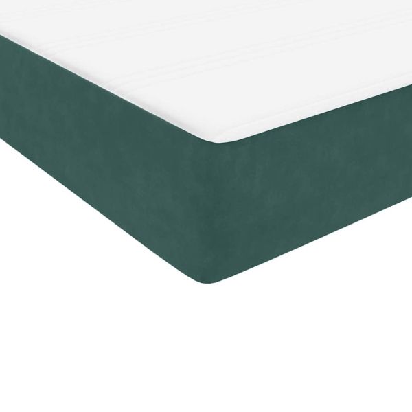Box Spring легло с матрак Тъмнозелено 90x220 cm Кадифе