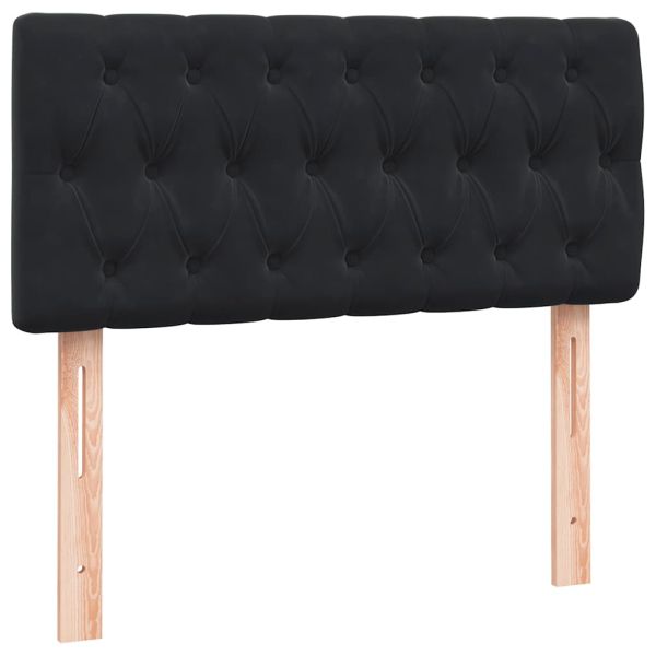 Боксспринг легло с матрак, черно, 90x210 см, кадифе