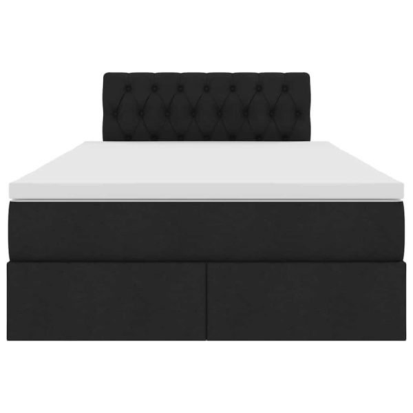 Легло с място за съхранение и LED Черно 120 x 190 cm Полиестер