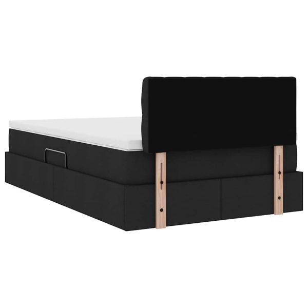 Легло с място за съхранение и LED Черно 120 x 190 cm Полиестер