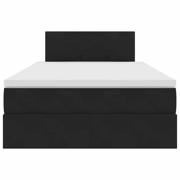 Легло с място за съхранение и LED Черно 120 x 190 cm Кадифе