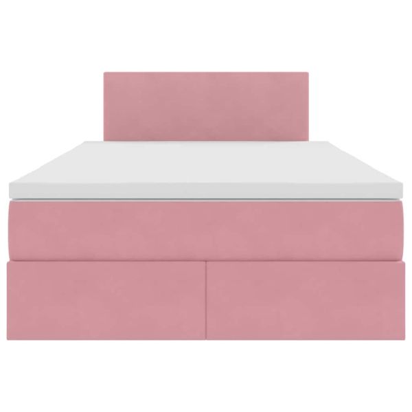 Легло с място за съхранение и LED Розово 120 x 190 cm Кадифе