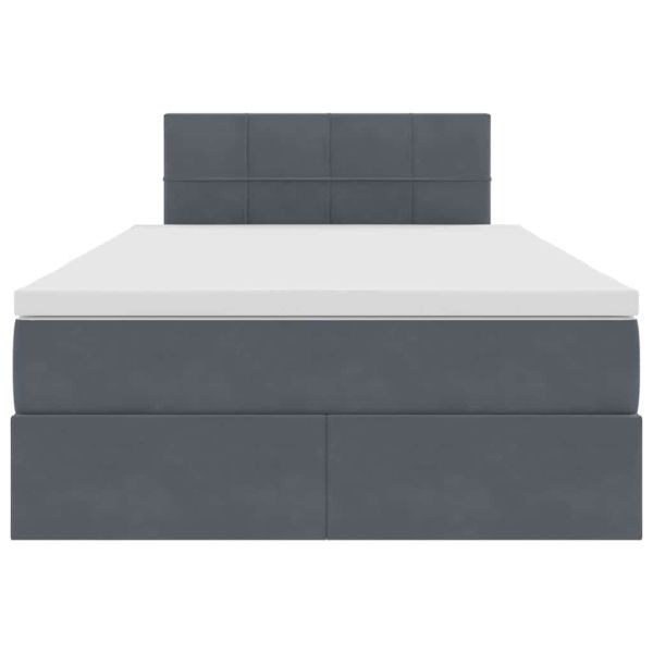 Легло с място за съхранение и LED Тъмен сив 120 x 190 cm Кадифе