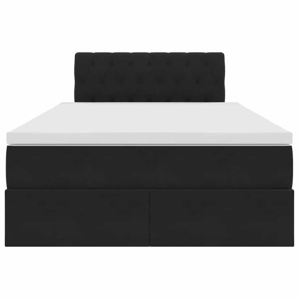 Легло с място за съхранение и LED Черно 120 x 190 cm Кадифе