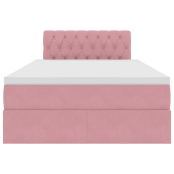Легло с място за съхранение и LED Розово 120 x 190 cm Кадифе