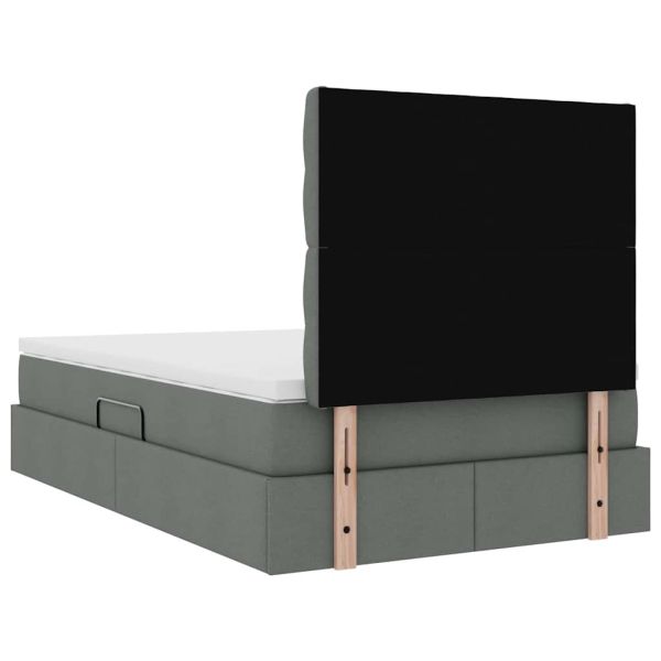 Легло с място за съхранение и LED Тъмен сив 120 x 190 cm