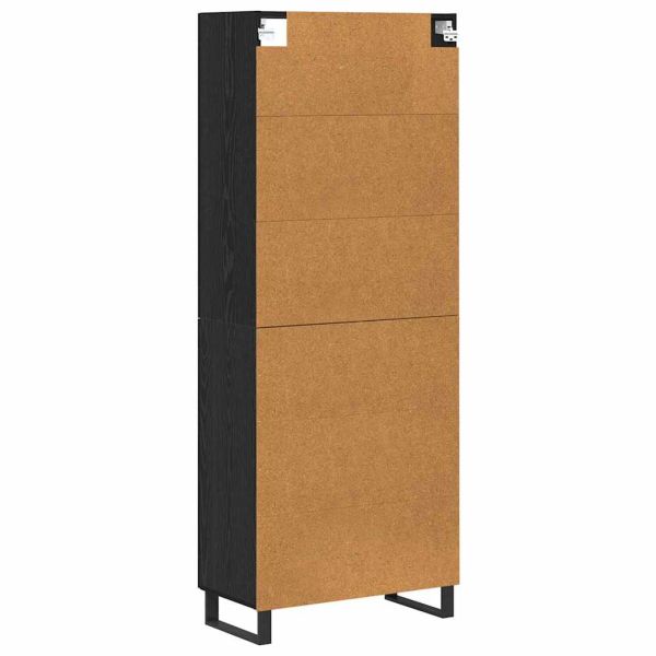 Висок шкаф 2 pcs Черния дъб Инженерна дървесина и стъкло