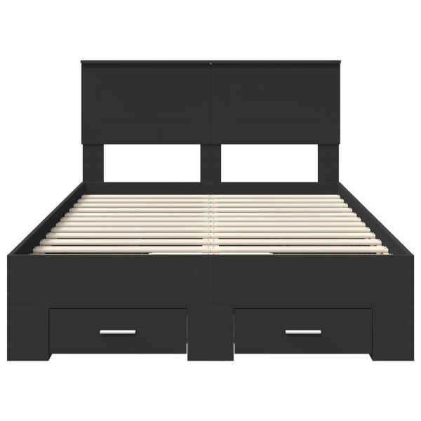 Рамка за легло с таблото Черно 135 x 190 cm Инженерно дърво