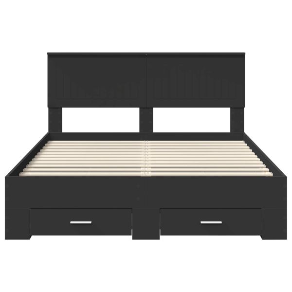 Рамка за легло с таблото Черно 135 x 190 cm Инженерно дърво