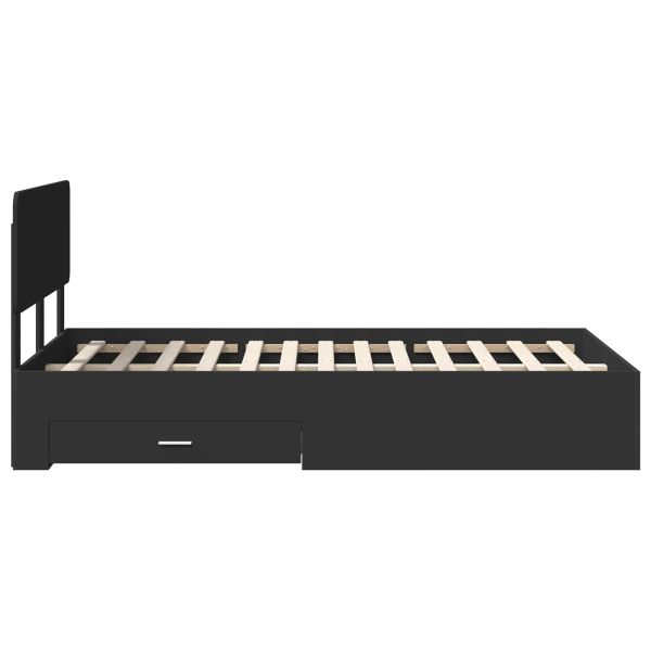 Рамка за легло с таблото Черно 135 x 190 cm Инженерно дърво