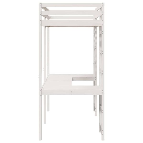 Рамка за таванско легло Бяло 75 x 190 cm Солидно борово дърво