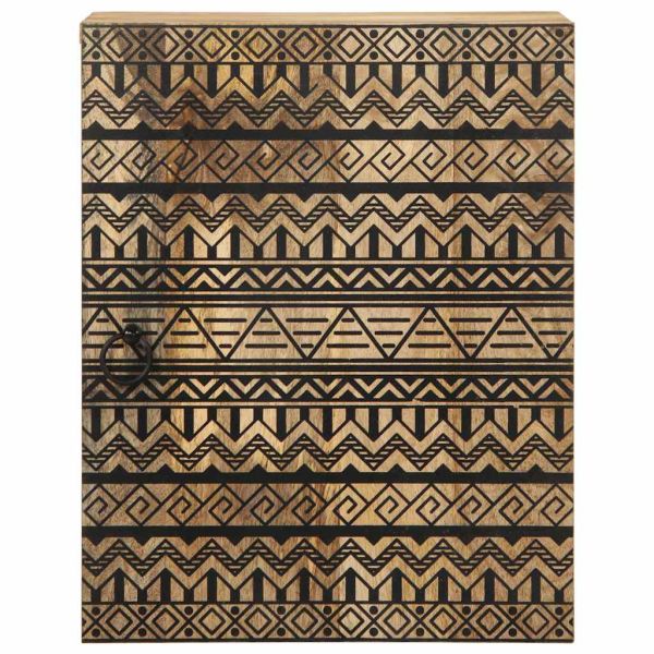 Висящ шкаф за баня, черен, 38x33,5x48 см, масивно мангово дърво