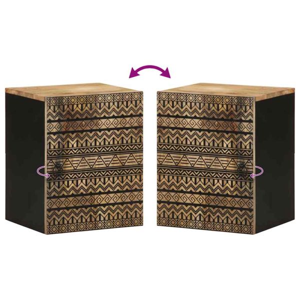 Висящ шкаф за баня, черен, 38x33,5x48 см, масивно мангово дърво