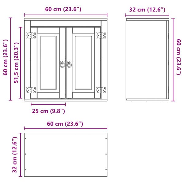 За шкафове с рафт Меден 60 x 32 x 40 см Солидно борово дърво