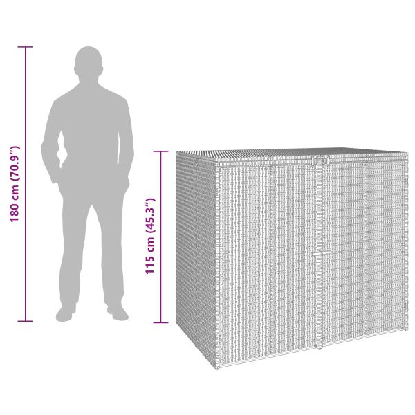 Кутия за боклук 2 pcs Сив 65 x 80 x 115 см Полиетилен