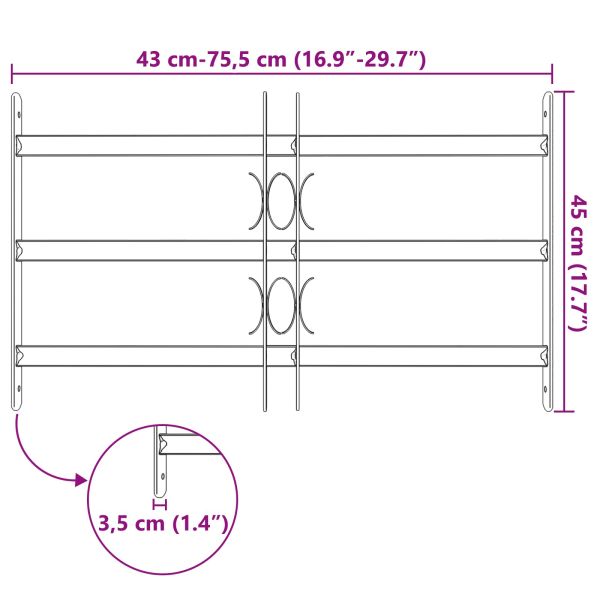 Прозоречна решетка Черно 75.5 x 45 см Прахово боядисана стомана