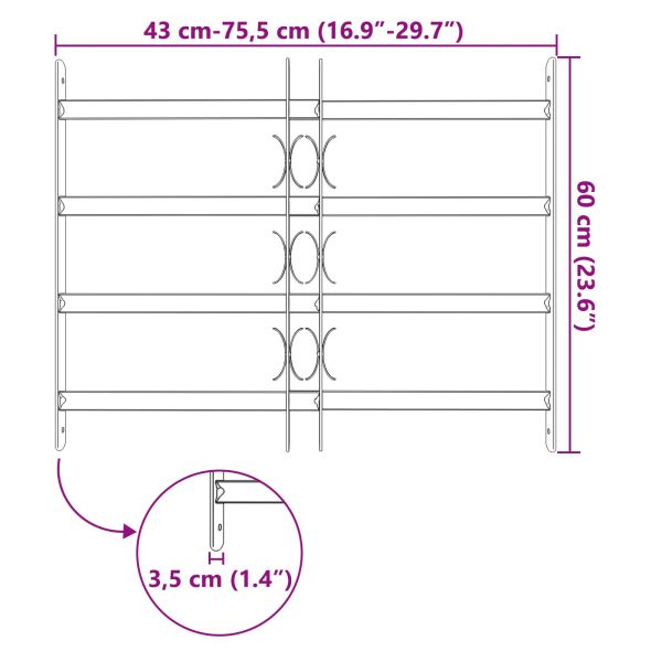 Прозоречна решетка Черно 75.5 x 60 см Прахово боядисана стомана