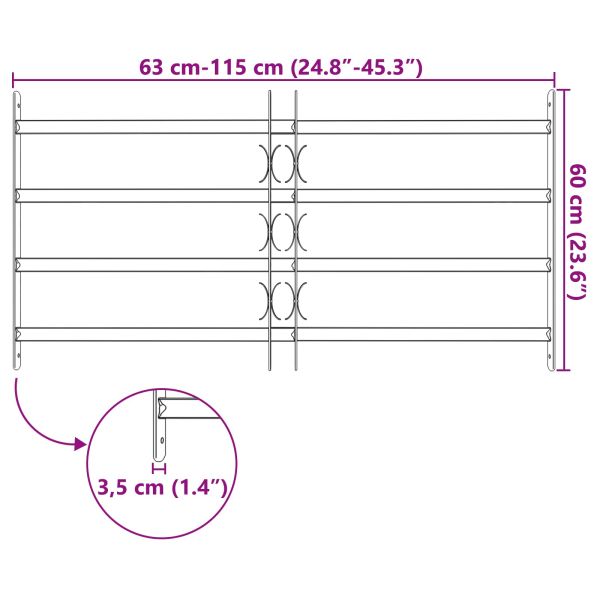 Прозоречна решетка Черно 115 x 60 см Прахово боядисана стомана