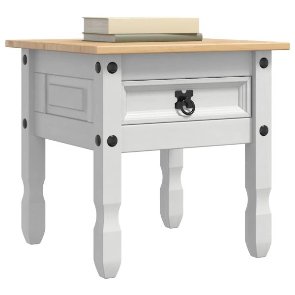 Крайна масичка Бяло 50 x 50 x 50 см Солидно борово дърво