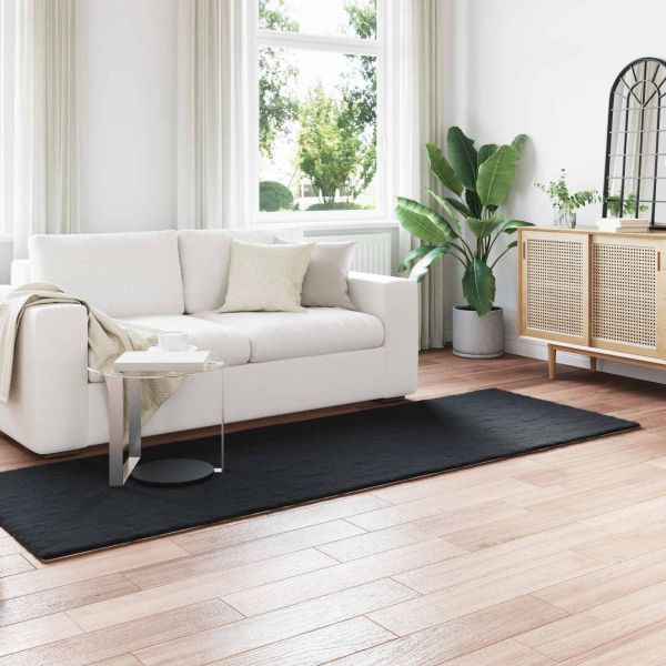 Килим с изкуствена заешка козина Olite Черно 80 x 250 cm