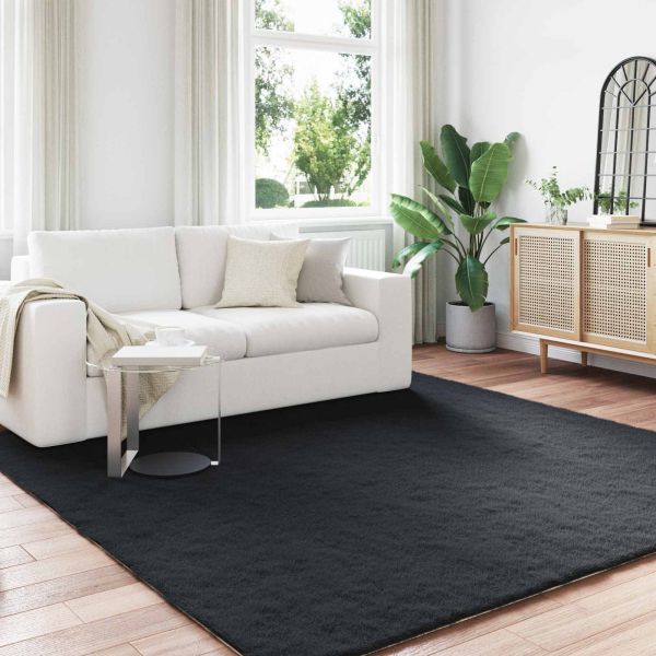 Килим с изкуствена заешка козина Olite Черно 200 x 200 cm