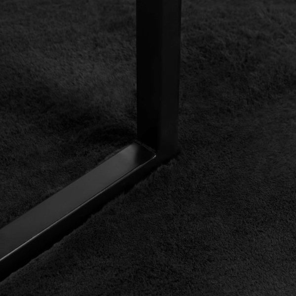 Килим с изкуствена заешка козина Olite Черно Ø 120 см Полиестер