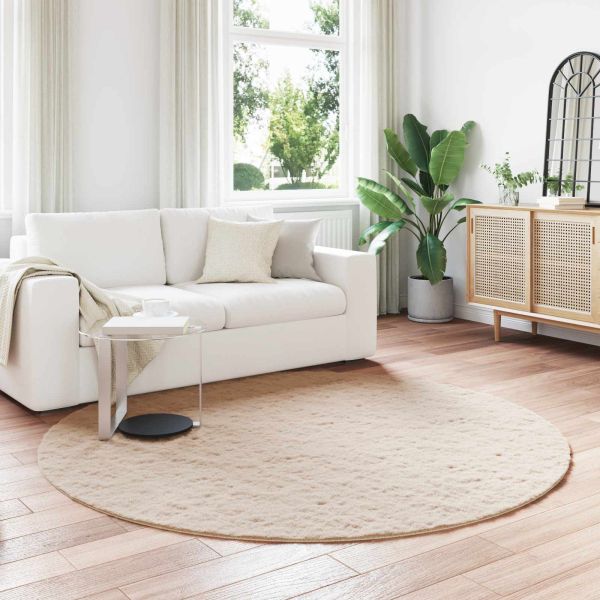 Килим с изкуствена заешка козина Olite Таупе Ø 200 см Полиестер