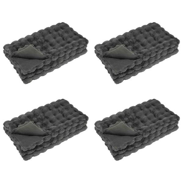 Пухено одеяло от зайче 4 pcs Тъмен сив 150 x 220 cm Полиестер