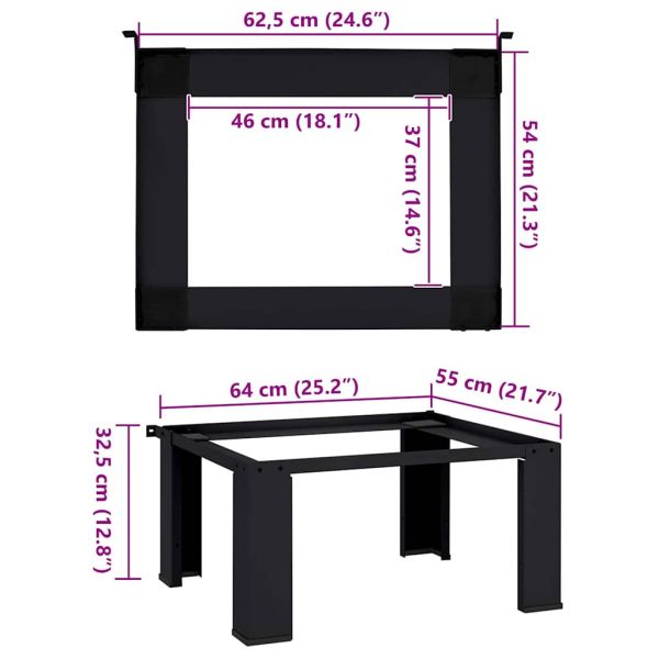 Педестал за пералня Черно 64 x 55 x 32.5 см Стомана