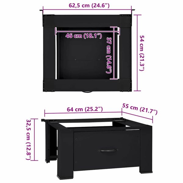 Педестал за пералня Черно 64 x 55 x 32.5 см Стомана