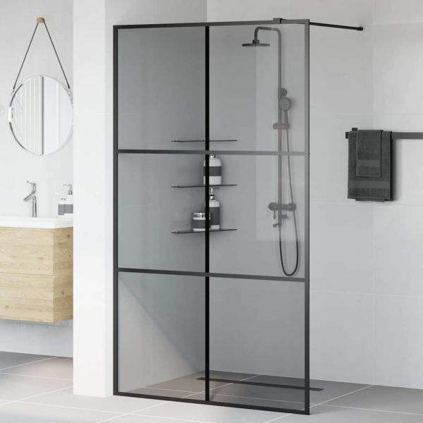 Стена на душ с вход Черно 115 x 195 cm закалено стъкло