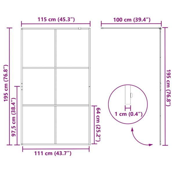 Стена на душ с вход Златист 115 x 195 cm закалено стъкло