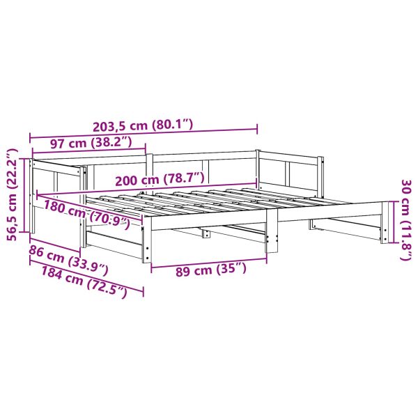 Легло с разтегателен механизъм за деня Естествен 180 x 200 cm