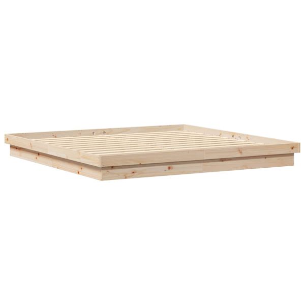 Рамка за легло Естествен 200 x 200 cm Солидно борово дърво