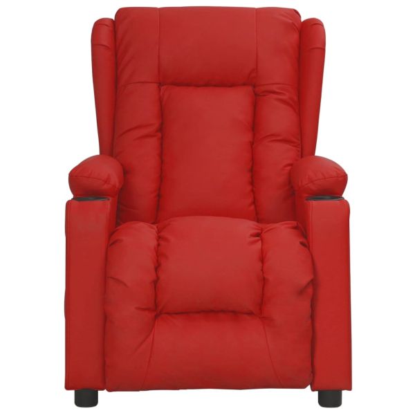 Електрически наклоняем стол, виненочервен, изкуствена кожа