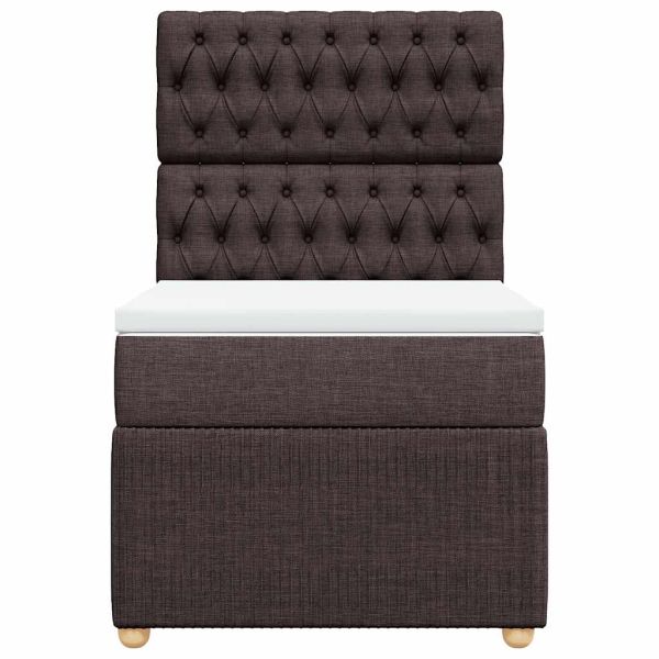 Боксспринг легло с матрак, тъмнокафяво, 90x200 см, плат