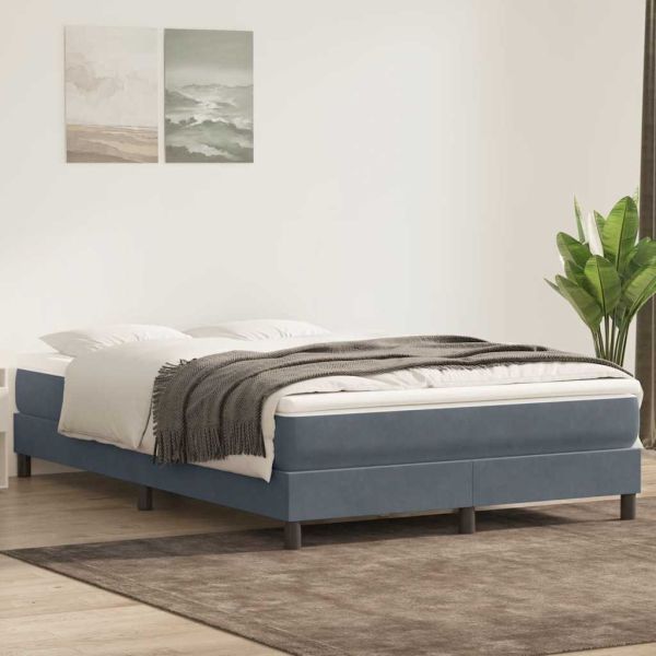 Box Spring легло без матрак Тъмно сиво 140x210 cm Кадифе