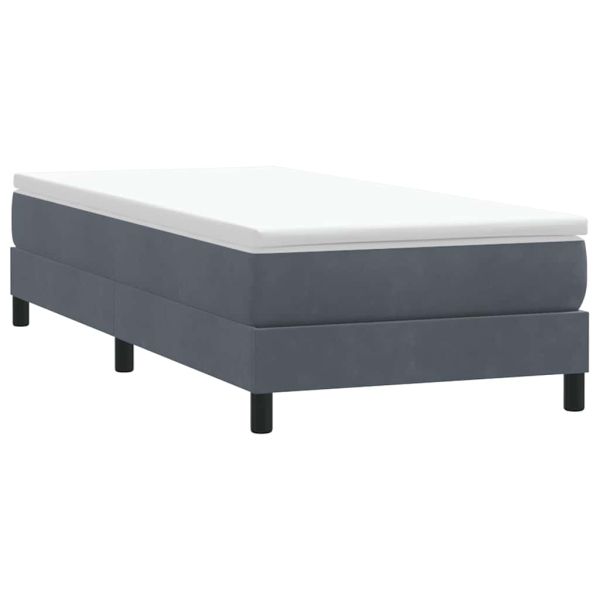 Box Spring Легло без матрак Тъмно сиво 80x220 cm Кадифе