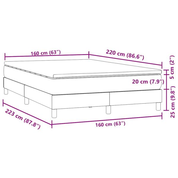 Боксспринг легло с матрак, черно, 160x220 см, кадифе