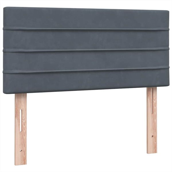 Боксспринг легло с матрак, тъмносиво, 80x220 см, кадифе